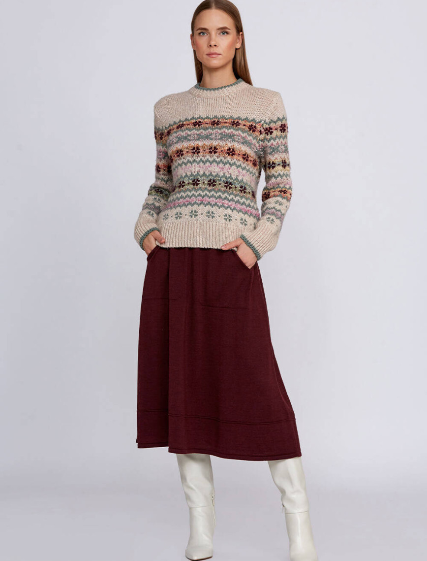 Knitss Kış Desenli Krem Rengi Triko Knitss Kış Desenli Krem Rengi Triko