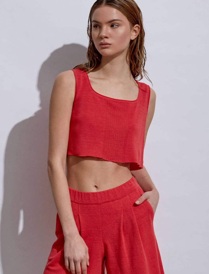 Knitss Keten Mercan Crop Triko Üst