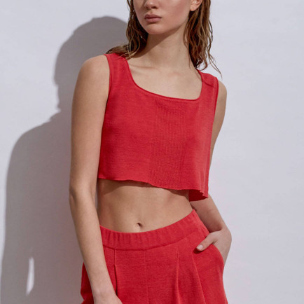 Knitss Keten Mercan Crop Triko Üst