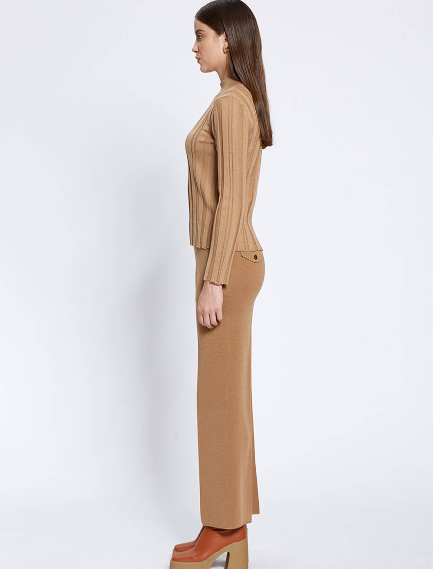 Knitss Uzun Kollu Balıkçı Yaka Merino Yün Camel Triko Knitss Uzun Kollu Balıkçı Yaka Merino Yün Camel Triko