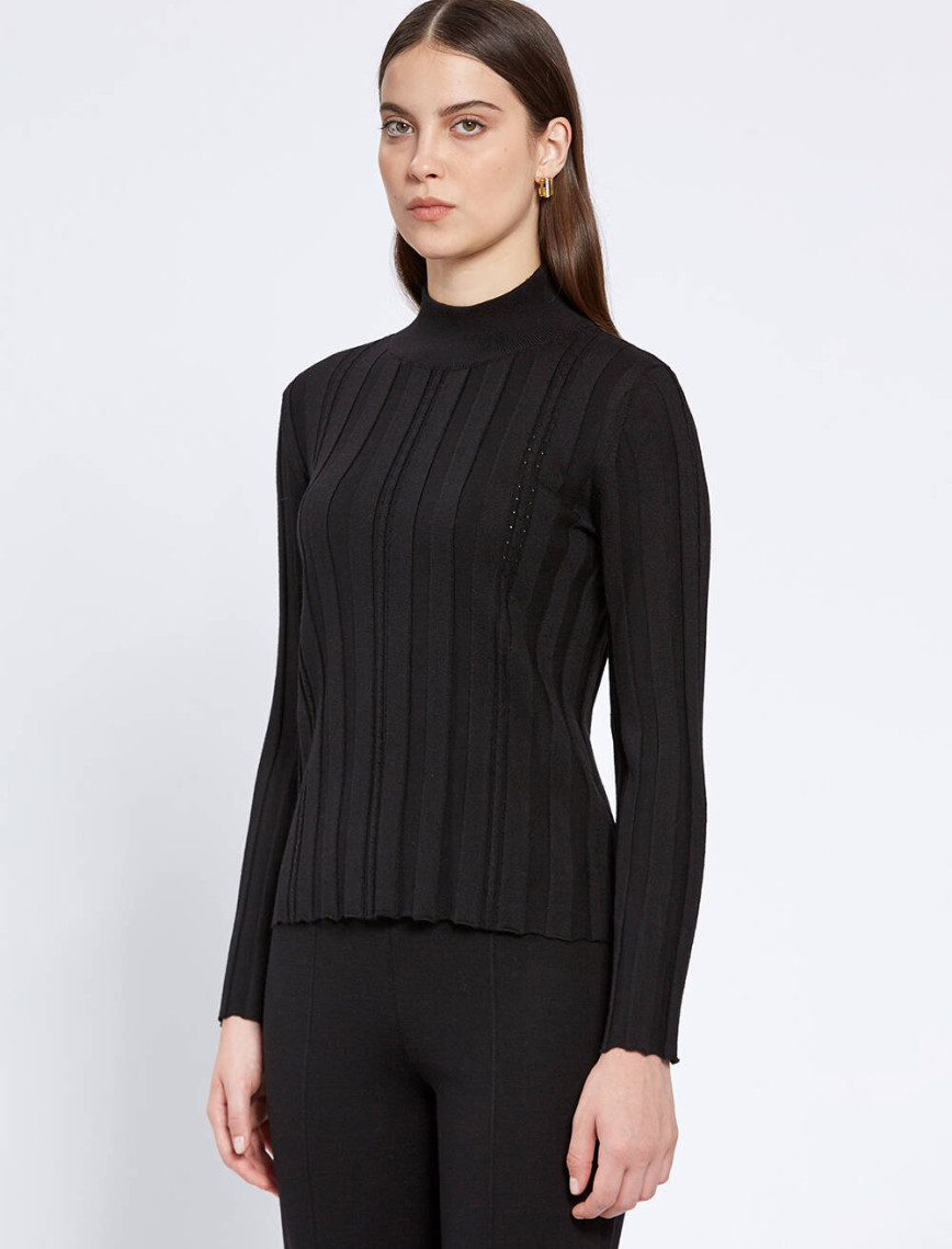 Knitss Uzun Kollu Balıkçı Yaka Merino Yün Siyah Triko Knitss Uzun Kollu Balıkçı Yaka Merino Yün Siyah Triko