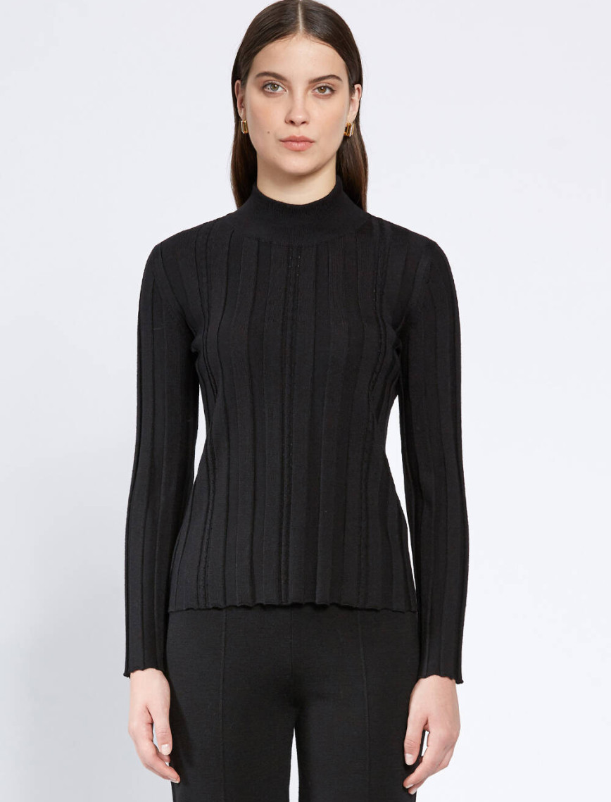 Knitss Uzun Kollu Balıkçı Yaka Merino Yün Siyah Triko Knitss Uzun Kollu Balıkçı Yaka Merino Yün Siyah Triko