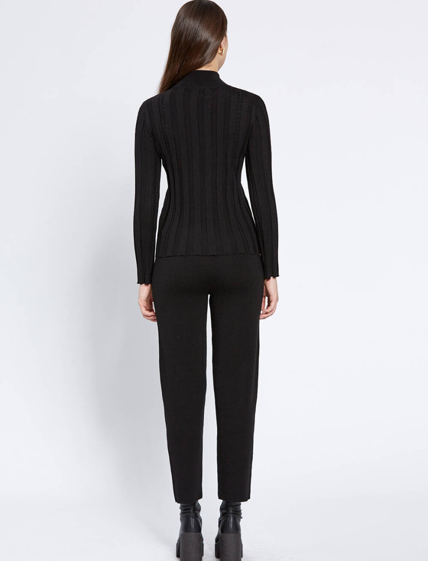 Knitss Uzun Kollu Balıkçı Yaka Merino Yün Siyah Triko Knitss Uzun Kollu Balıkçı Yaka Merino Yün Siyah Triko