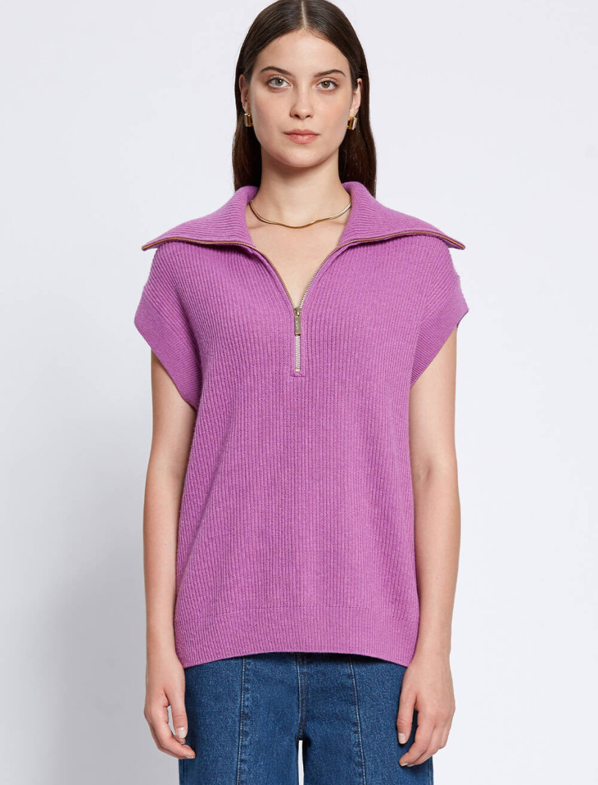 Knitss Oversıze Mor Triko Yelek Knitss Oversıze Mor Triko Yelek
