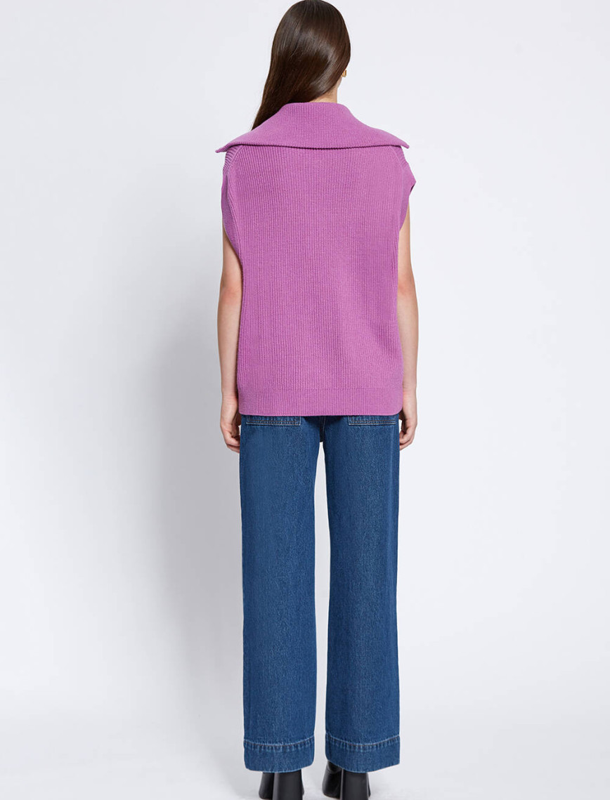 Knitss Oversıze Mor Triko Yelek Knitss Oversıze Mor Triko Yelek