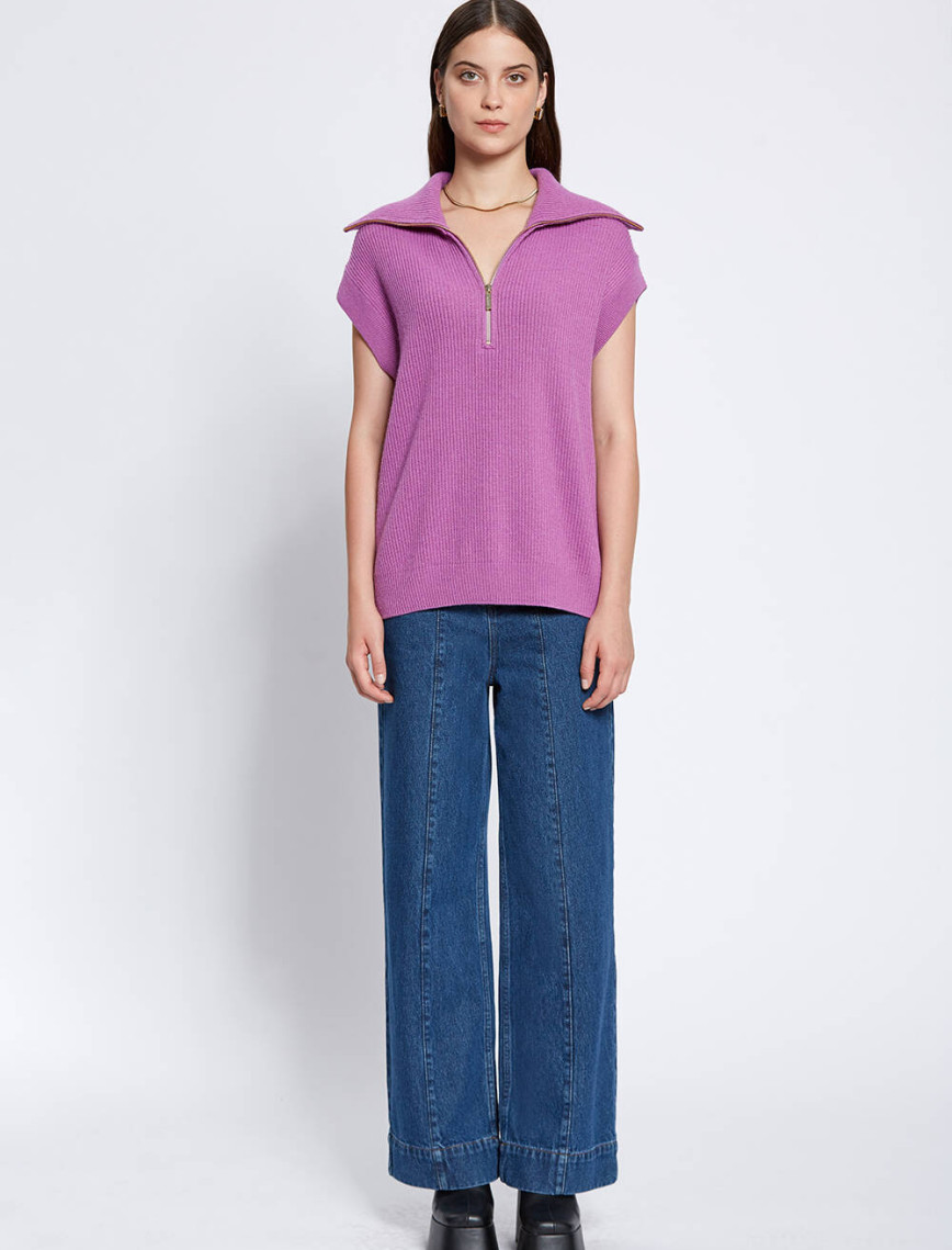 Knitss Oversıze Mor Triko Yelek Knitss Oversıze Mor Triko Yelek