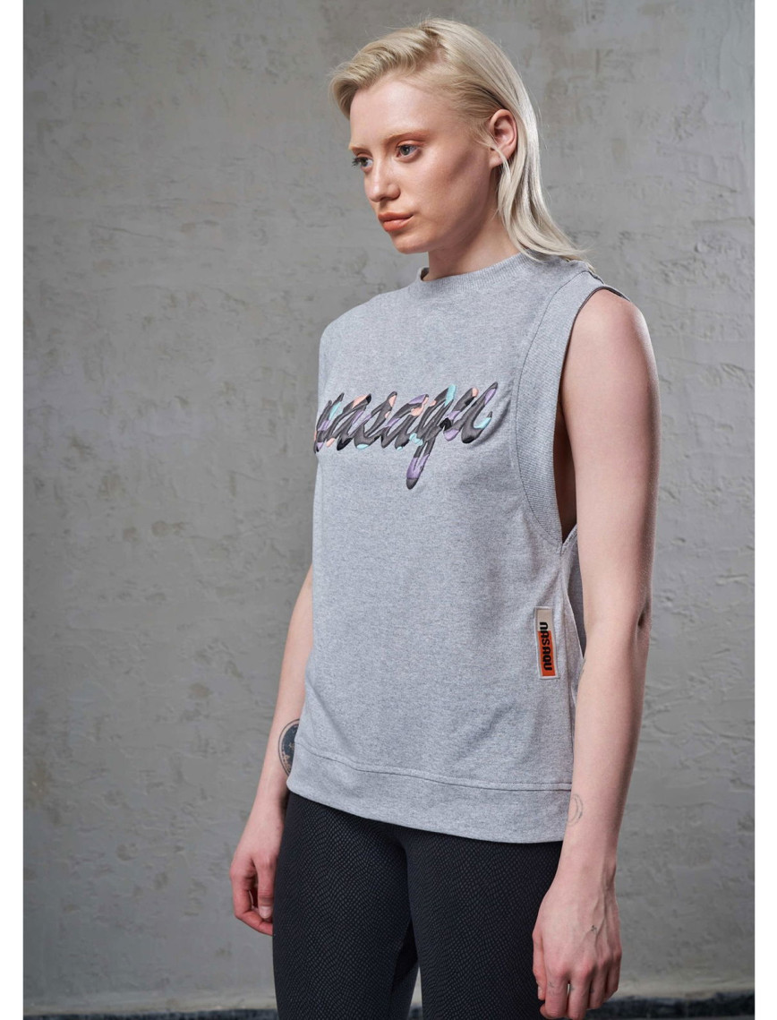 Nasaqu Kadın Kyz Nakışlı İkonik Gri Krom Top Nasaqu Kadın Kyz Nakışlı İkonik Gri Krom Top