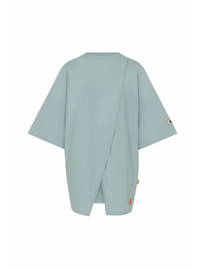 Nasaqu Kadın Zini Süper Oversize Sırtı Yırtmaçlı Aero Mint T-Shirt