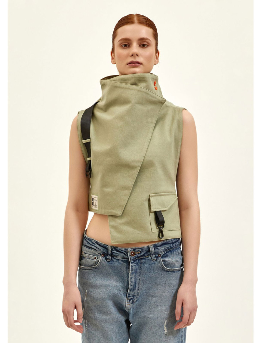 Nasaqu Unisex Ush Yüksek Yaka Haki Yelek