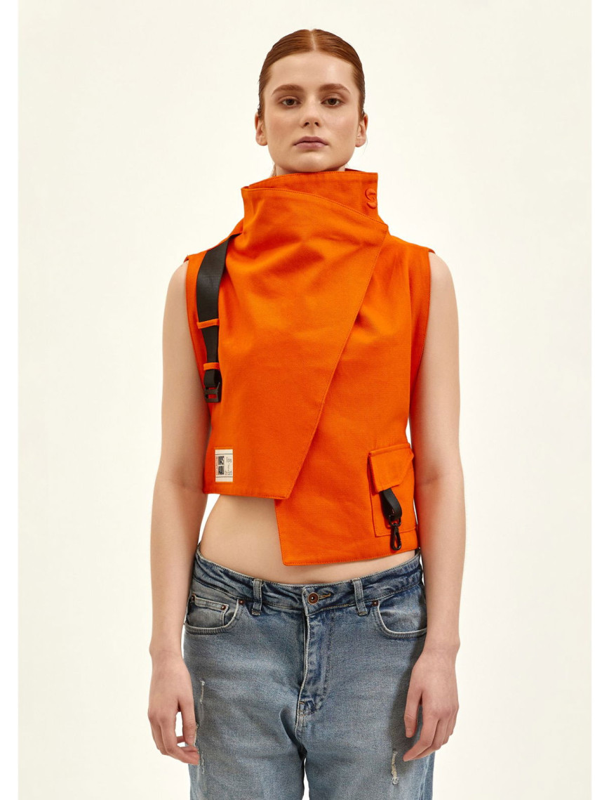 Nasaqu Unisex Ush Yüksek Yaka Oranj Yelek