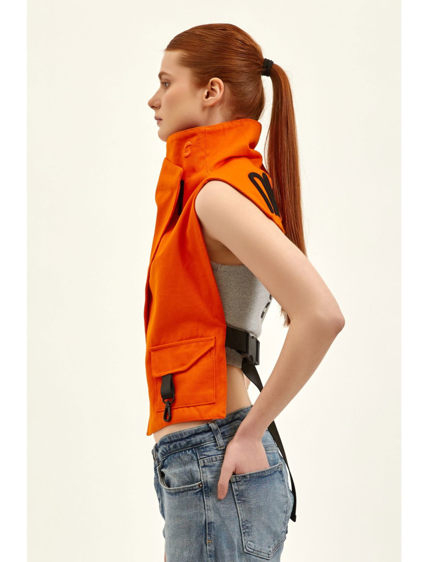 Nasaqu Unisex Ush Yüksek Yaka Oranj Yelek