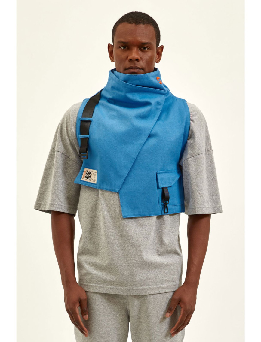 Nasaqu Unisex Ush Yüksek Yaka Kobalt Mavi Yelek