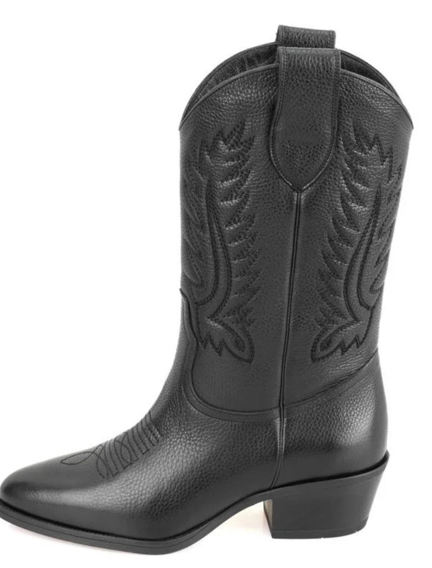 Rio Siyah Kadın Desenli Deri Kovboy Çizmesi Rio Siyah Kadın Desenli Deri Kovboy Çizmesi