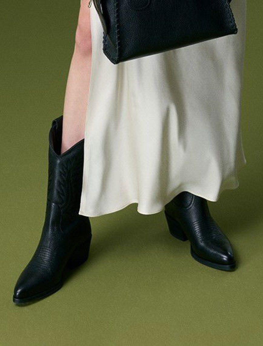 Rio Siyah Kadın Desenli Deri Kovboy Çizmesi Rio Siyah Kadın Desenli Deri Kovboy Çizmesi