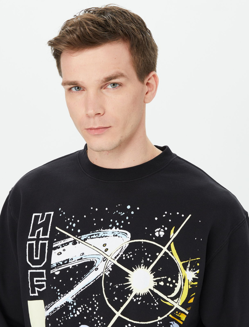 HUF Thanos Eye Washed Erkek Siyah Sweatshirt HUF Thanos Eye Washed Erkek Siyah Sweatshirt