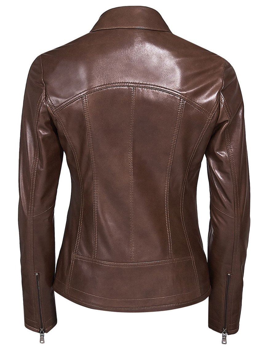 Alda Kadın Gömlek Yakalı Deri Ceket