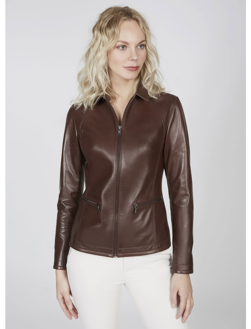 Alda Kadın Gömlek Yakalı Deri Ceket