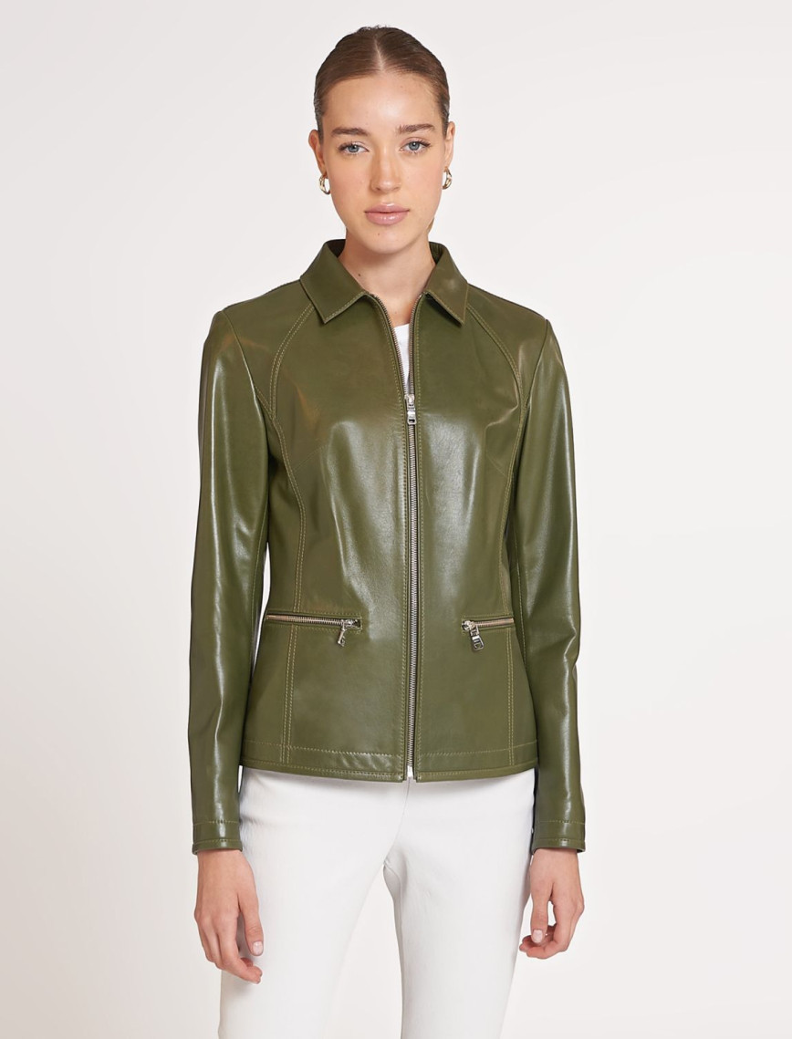 Alda Kadın Gömlek Yakalı Deri Ceket