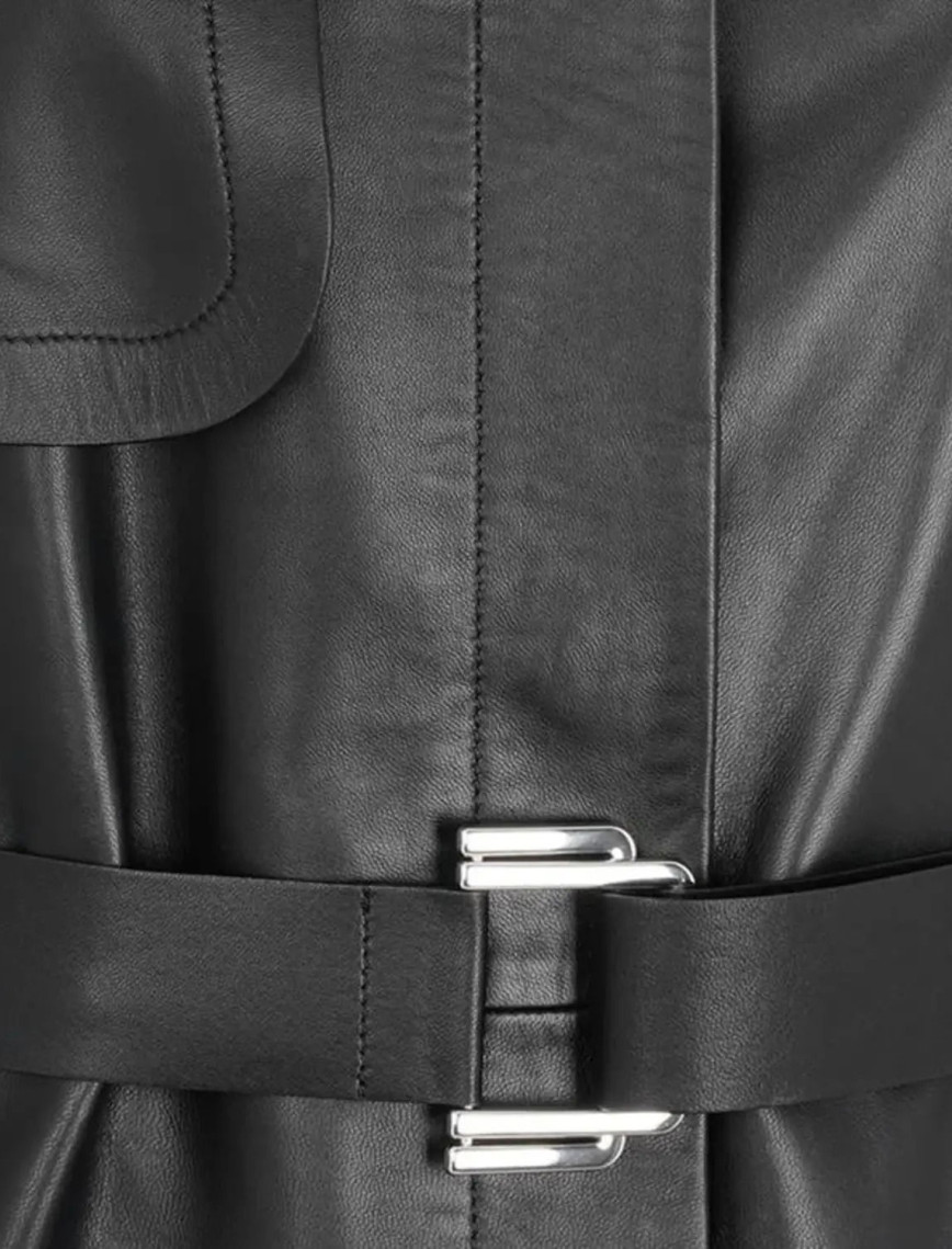 Laira Siyah Kadın Deri Trençkot Laira Siyah Kadın Deri Trençkot