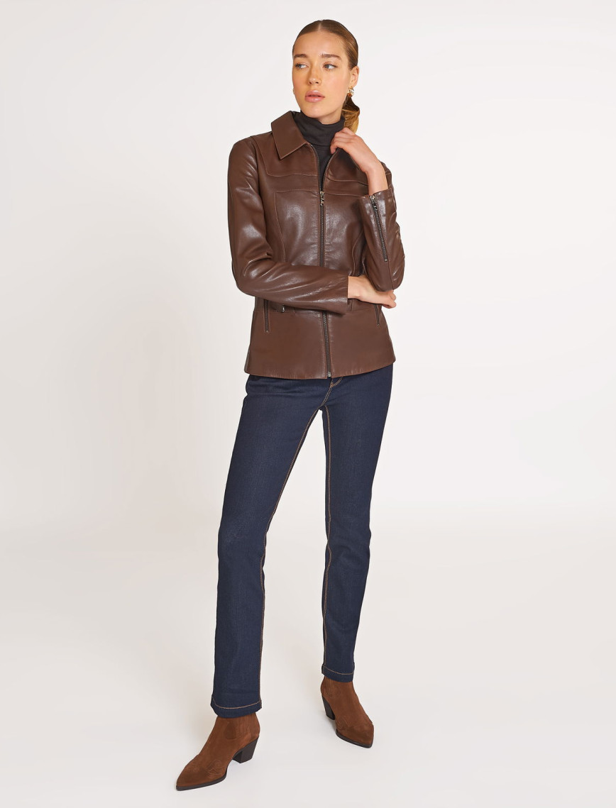 Laura Kadın Gömlek Yakalı Deri Mont Laura Kadın Gömlek Yakalı Deri Mont