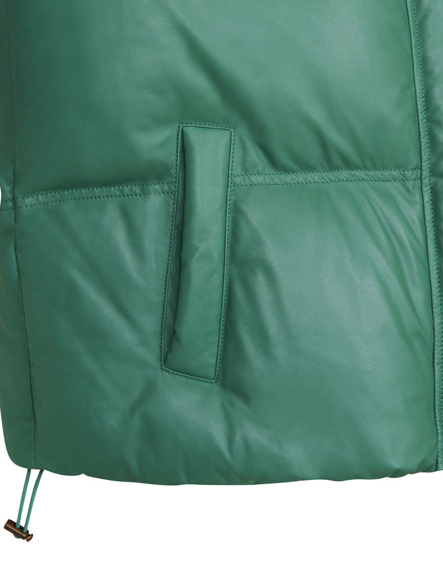 Jenna Yeşil Kadın Kapüşonlu Puffer Deri Mont Jenna Yeşil Kadın Kapüşonlu Puffer Deri Mont