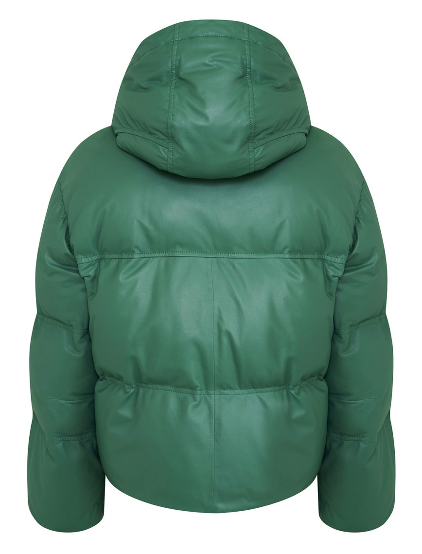 Jenna Yeşil Kadın Kapüşonlu Puffer Deri Mont Jenna Yeşil Kadın Kapüşonlu Puffer Deri Mont