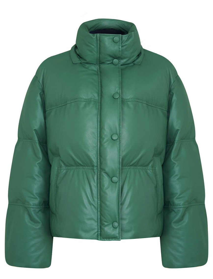Jenna Yeşil Kadın Kapüşonlu Puffer Deri Mont Jenna Yeşil Kadın Kapüşonlu Puffer Deri Mont