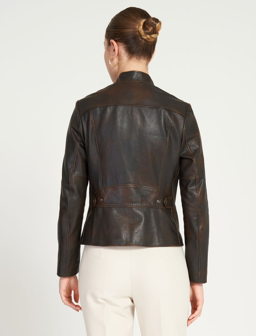 Audrey Kahve Kadın Deri Ceket