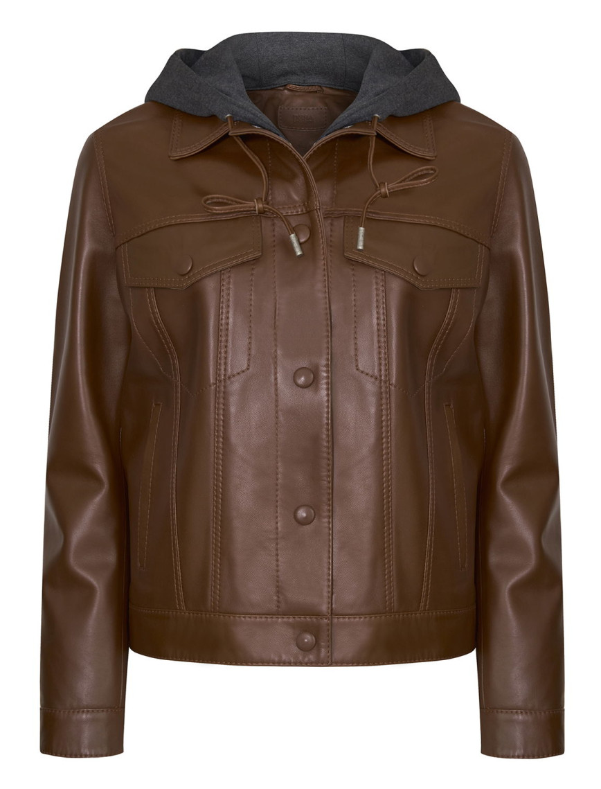 Alicia Haki Kadın Deri Kapüşonlu Ceket Alicia Haki Kadın Deri Kapüşonlu Ceket