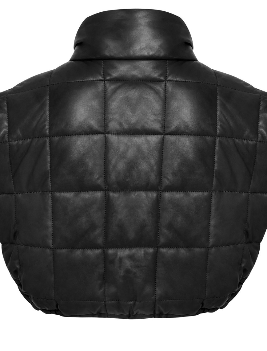 Marquise Siyah Kadın Kısa Puffer Deri Yelek Marquise Siyah Kadın Kısa Puffer Deri Yelek