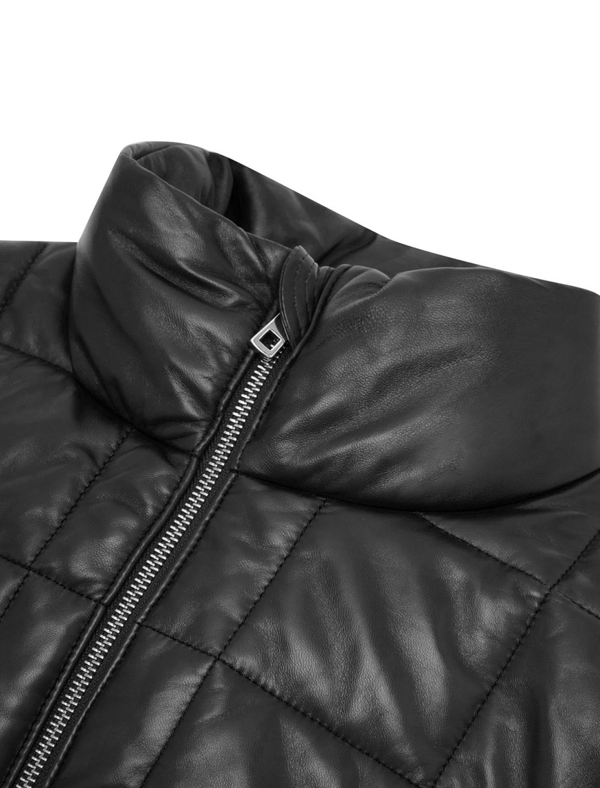 Marquise Siyah Kadın Kısa Puffer Deri Yelek Marquise Siyah Kadın Kısa Puffer Deri Yelek