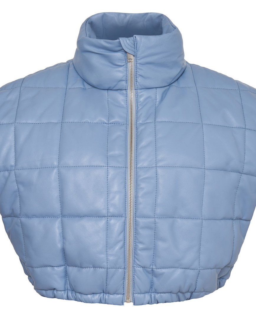 Marquise Mavi Kadın Kısa PufferDeri Yelek Marquise Mavi Kadın Kısa PufferDeri Yelek