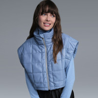 Marquise Mavi Kadın Kısa PufferDeri Yelek Marquise Mavi Kadın Kısa PufferDeri Yelek