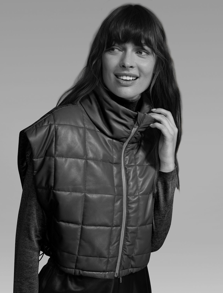 Marquise Sarı Kadın Kısa Puffer Deri Yelek Marquise Sarı Kadın Kısa Puffer Deri Yelek