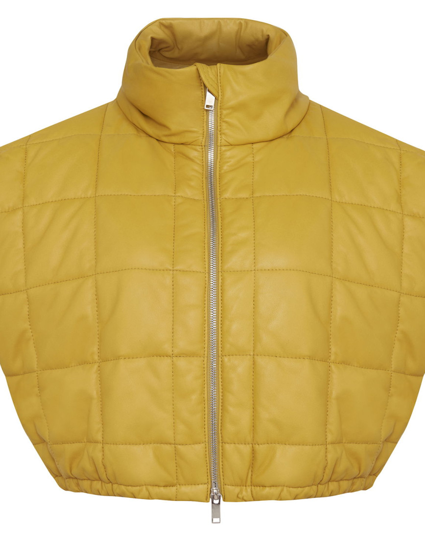 Marquise Sarı Kadın Kısa Puffer Deri Yelek Marquise Sarı Kadın Kısa Puffer Deri Yelek