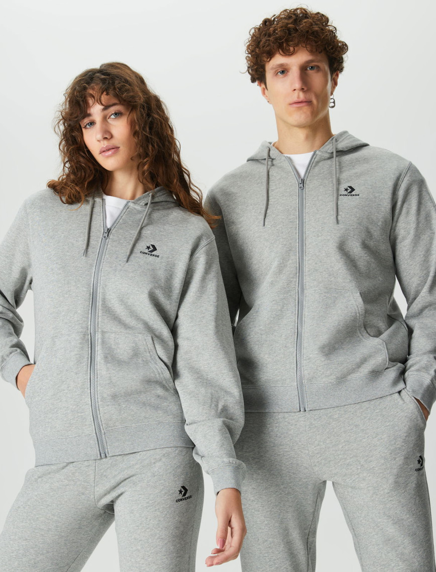 Converse Unisex Gri Fermuarlı Hoodie Converse Unisex Gri Fermuarlı Hoodie