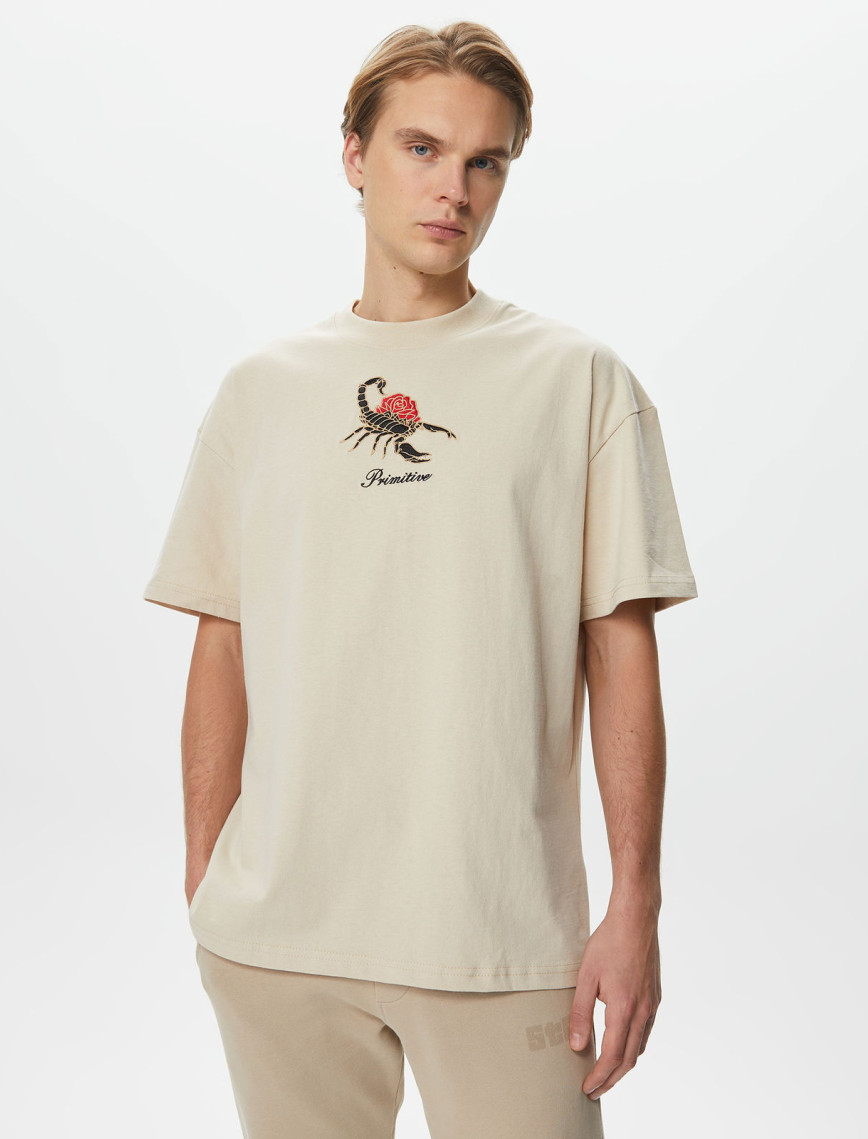 Primitive Scorpio HW Erkek Bej T-Shirt Primitive Scorpio HW Erkek Bej T-Shirt