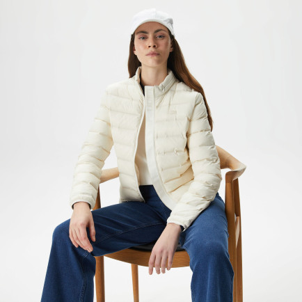 Lacoste Kadın Dik Yaka Kapitone Beyaz Mont