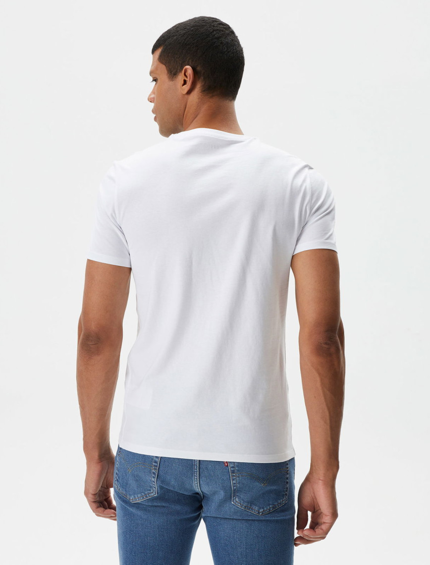 Guess Mid Organic Stream Jersey 180 Erkek Beyaz T-Shirt