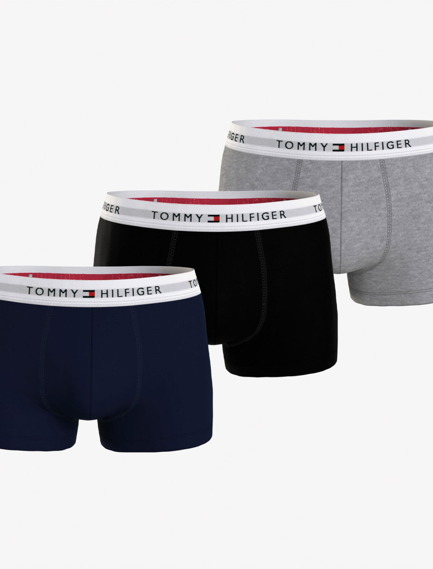 Tommy Hilfiger 3'lü Trunk Erkek Gri Boxer Tommy Hilfiger 3'lü Trunk Erkek Gri Boxer