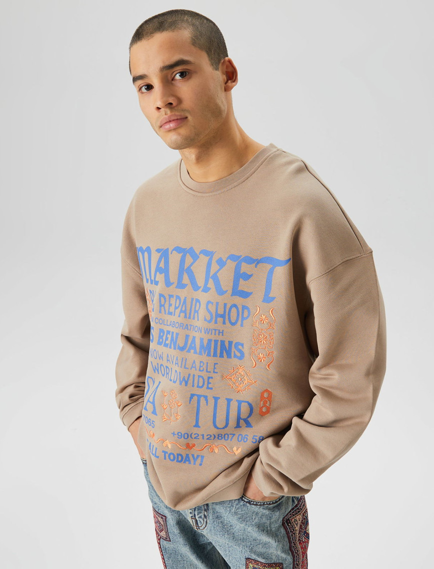 Les Benjamins Market Unisex Gri Sweatshirt Les Benjamins Market Unisex Gri Sweatshirt