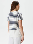 Nautica Kadın Beyaz Regular Fit Çizgili T-Shirt Nautica Kadın Beyaz Regular Fit Çizgili T-Shirt