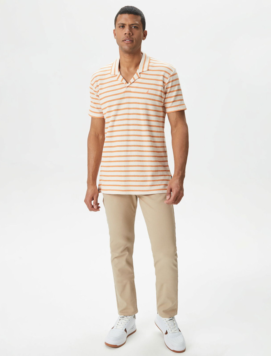 Nautica Erkek Turuncu Classic Fit Kısa Kollu Çizgili Polo Nautica Erkek Turuncu Classic Fit Kısa Kollu Çizgili Polo