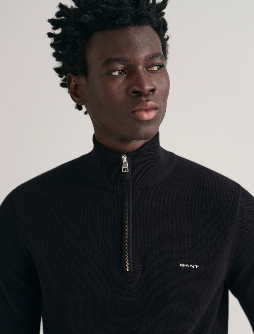 GANT Erkek Siyah Regular Fit Yarım Fermuarlı Kazak GANT Erkek Siyah Regular Fit Yarım Fermuarlı Kazak