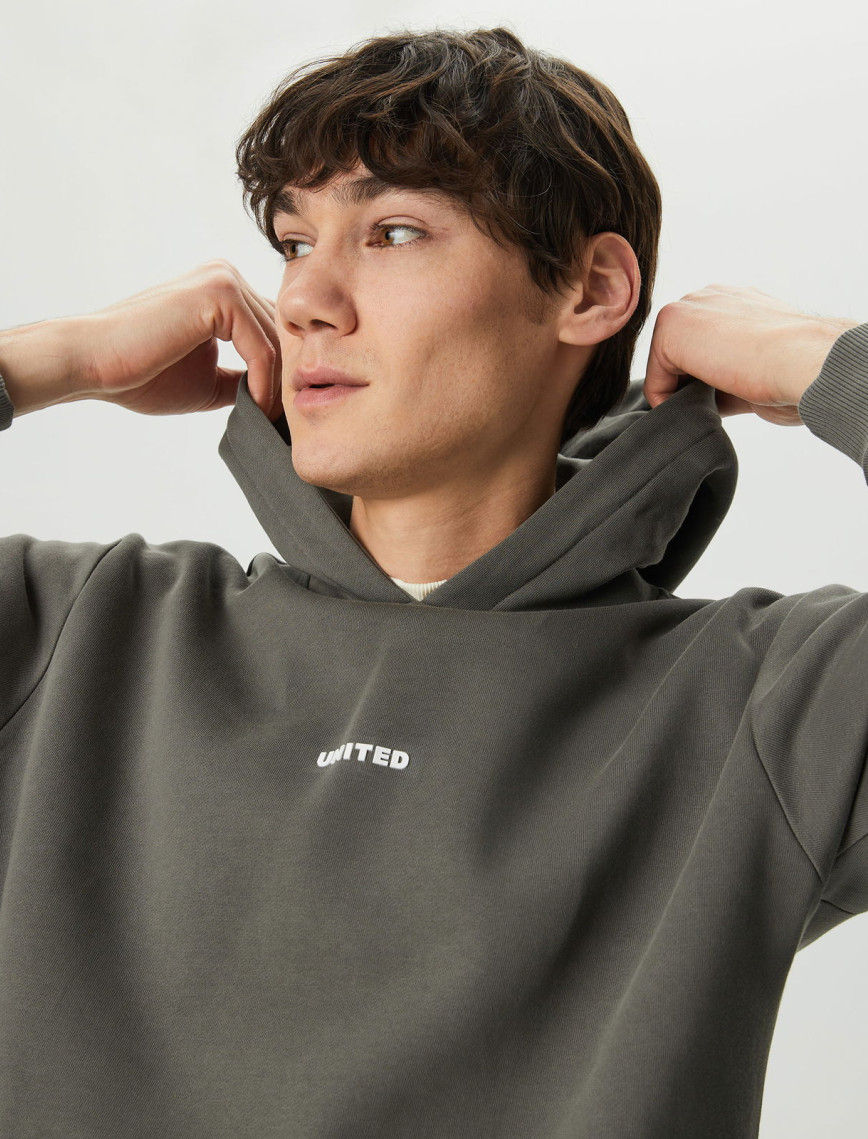UNITED4 Classic Erkek Gri Hoodie UNITED4 Classic Erkek Gri Hoodie