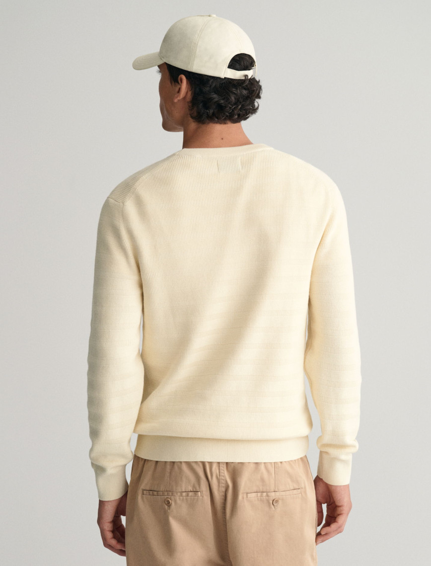 GANT Erkek Krem Regular Fit Bisiklet Yaka Kazak GANT Erkek Krem Regular Fit Bisiklet Yaka Kazak