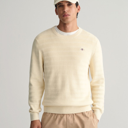 GANT Erkek Krem Regular Fit Bisiklet Yaka Kazak GANT Erkek Krem Regular Fit Bisiklet Yaka Kazak