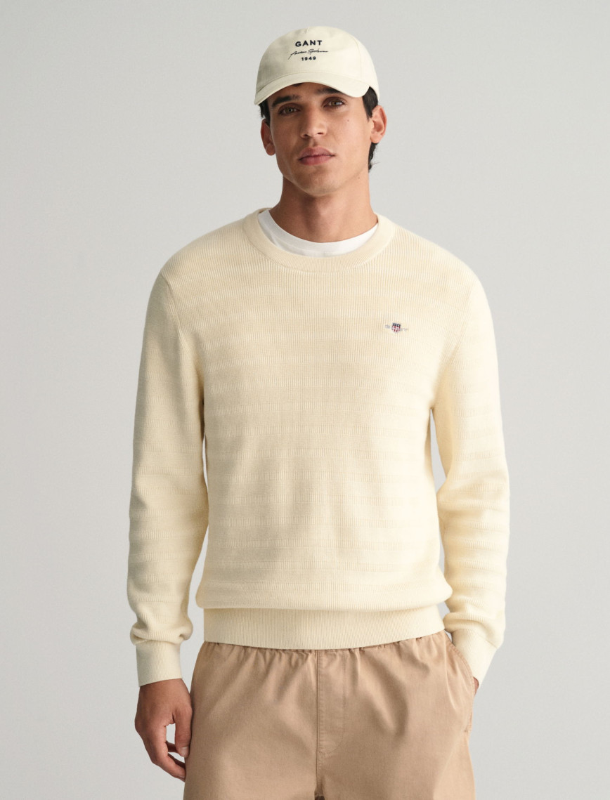 GANT Erkek Krem Regular Fit Bisiklet Yaka Kazak GANT Erkek Krem Regular Fit Bisiklet Yaka Kazak