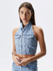 Tommy Jeans Halterneck Zip Top Kadın Mavi Crop Tommy Jeans Halterneck Zip Top Kadın Mavi Crop