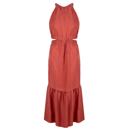 Marais Studio Fiona Coral Vegan Keten Elbise